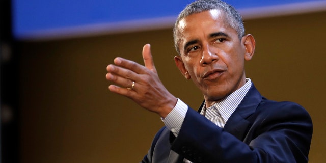 United States former President Barack Obama talks during the "Seeds&Chips - Global Food Innovation" summit, in Milan, Tuesday, May 9, 2017. Obama is in Milan to deliver a keynote speech on food security and the environment, two issues that he has long worked on. (AP Photo/Luca Bruno)