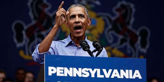 Former President Obama campaigned in support of Pennsylvania candidates in Philadelphia.