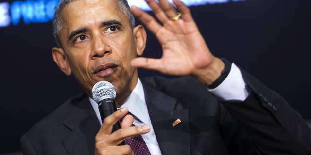 President Barack Obama speaks during a panel discussion as part of the White House Precision Medicine Initiative (PMI) in the South Court Auditorium in the Eisenhower Executive Office Building on the White House complex in Washington, Thursday, Feb. 25, 2016. (AP Photo/Pablo Martinez Monsivais)
