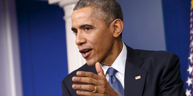 FILE: Dec. 19, 2014: President Obama speaks during a news conference in the Brady Press Briefing Room of the White House, in Washington, D.C.