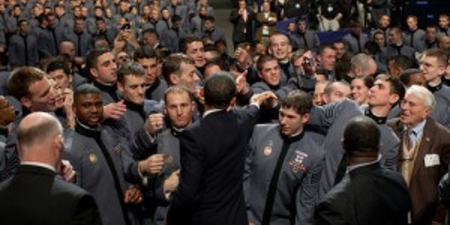 President Barack Obama greets cadets after delivering a speech on Afghanistan at the U.S. Military Academy at West Point in West Point, N.Y., Dec. 1, 2009. (Official White House Photo by Pete Souza)