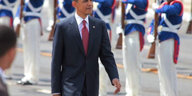 President Obama arrives to Planalto palace in Brasilia, Brazil, Saturday March 19, 2011. (AP)