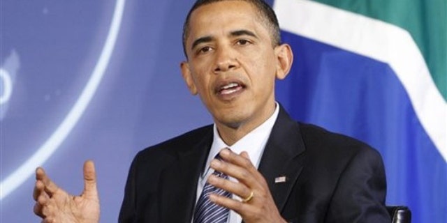 President Obama speaks to members of the media during his meeting with South Africa's President Jacob Zuma, in advance of the Nuclear Security Summit, at Blair House in Washington, Sunday, April 11, 2010.(AP)