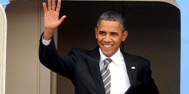 Sept. 25: President Barack Obama leaves Air Force One upon arrival at Moffett Federal Airfield near San Jose, Calif.