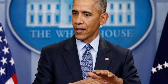 Jan. 18, 2017: President Barack Obama speaks during his final presidential news conference in the briefing room of the White House in Washington.