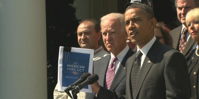 President Obama unveils his jobs bill in the Rose Garden of the White House Sept. 12.