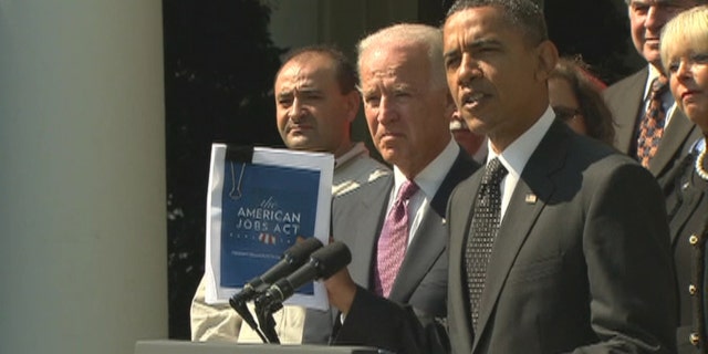 President Obama unveils his jobs bill in the Rose Garden of the White House Sept. 12.