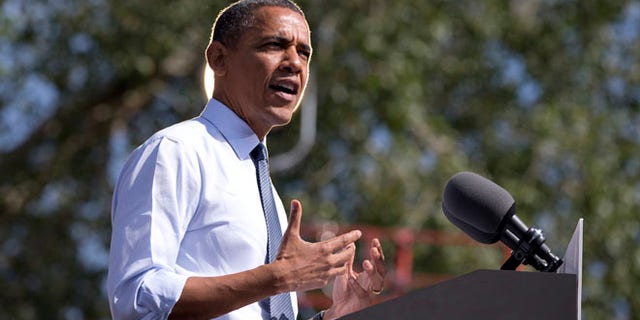 FILE: Sept. 13, 2012: President Obama speaks during a campaign event in Golden,  Colo.