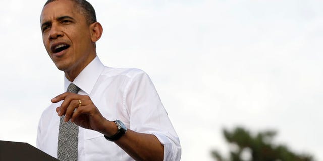 Oct. 23, 2012: President Obama speaks during a campaign event at Triangle Park in Dayton, Ohio.