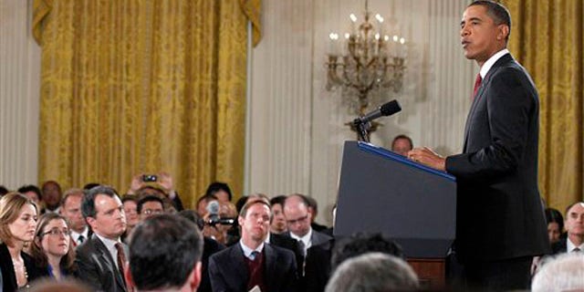 President Obama makes an opening statement during a news conference in the East Room of the White House Nov. 3. (AP Photo)