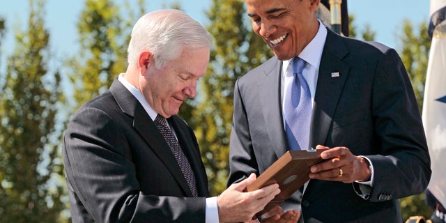Thursday: President Obama presents the Presidential Medal of Freedom to retiring Defense Secretary Robert Gates during an Armed Forces Farewell Tribute at the Pentagon.