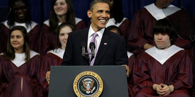 President Obama delivers the commencement address for Kalamazoo Central High School in Kalamazoo, Mich., on June 7. (AP Photo)