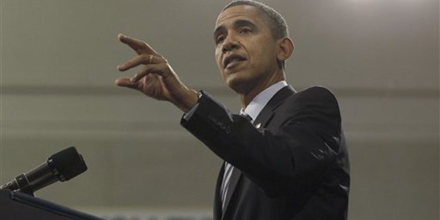 President Obama speaks at Northern Michigan University in Marquette, Mich., Feb. 10.