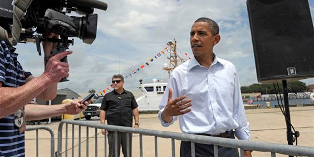 President Obama talks about his position on the mosque at Ground Zero at the U.S. Coast Guard Panama City District Office in Panama City, Fla., Aug. 14. (AP Photo)
