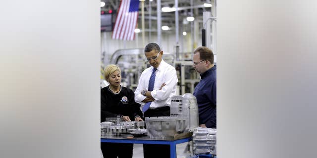 President Barack Obama tours Chrysler's Indiana Transmission Plant II in Kokomo, Ind., Tuesday, Nov. 23, 2010. (AP Photo/J. Scott Applewhite)