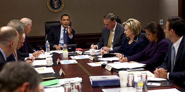Nov. 23, 2009: President Obama holds a meeting on Afghanistan in the Situation Room. (White House)