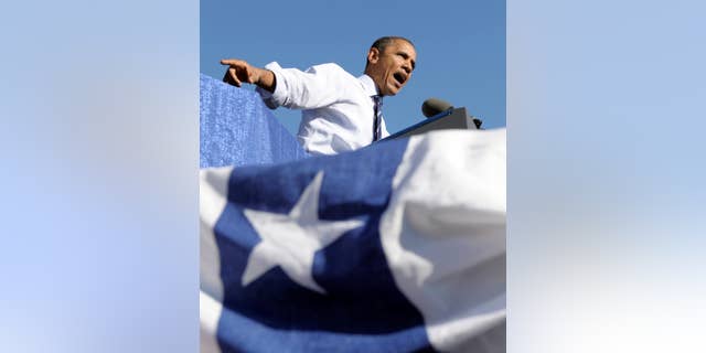 President Barack Obama speaks at a campaign rally for Maryland Gov. Martin O'Malley,Thursday, Oct. 7, 2010, at Bowie State University in Bowie, Md. (AP Photo/Susan Walsh)