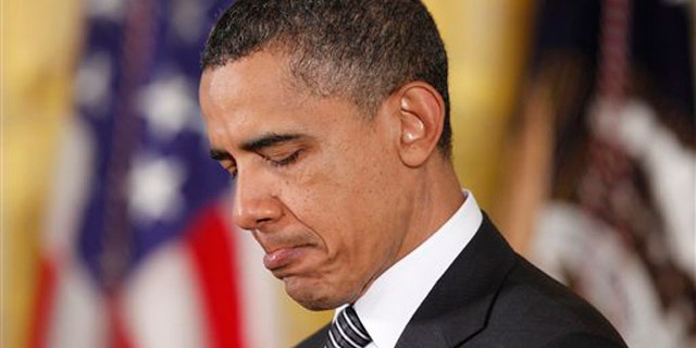 May 2: President Obama pauses in the East Room of the White House in Washington while speaking about the capture and killing of Usama bin Laden.