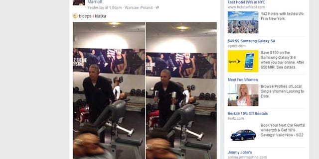Shown here are images posted to Facebook of President Obama working out in Poland.