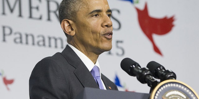 Apr. 11, 2015: President Obama speaks during his news conference at the Summit of the Americas in Panama City. (AP)