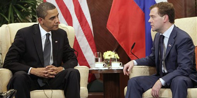 Nov. 15: President Barack Obama meets with Russia's President Dmitry Medvedev on the sidelines of the APEC summit in Singapore. (AP)