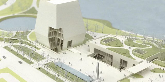 This view of the Obama Presidential Center designs shows the museum, forum and library.