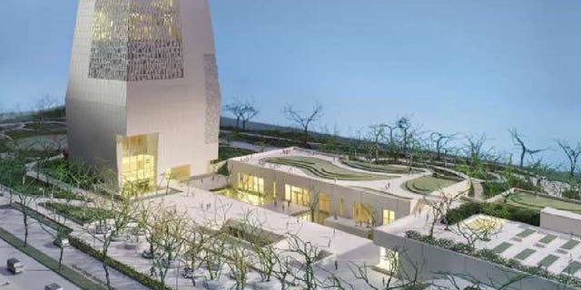 An impression of the Obama Presidential Center's main buildings.