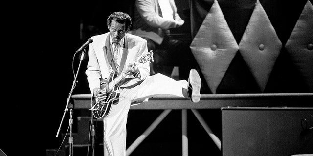 Chuck Berry performing in 1986 in his hometown of St. Louis, Missouri.