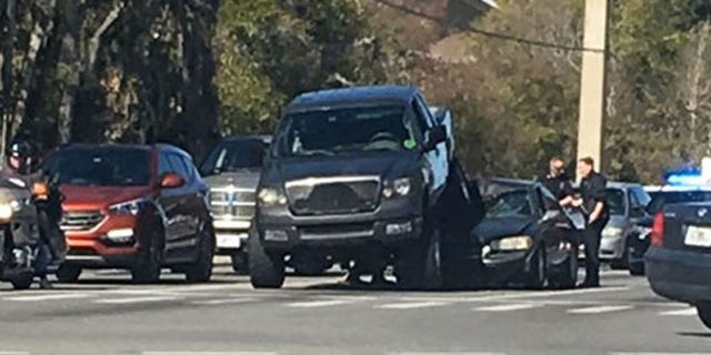 Cops at scene of a road rage incident in Ocala, Fla., Wednesday. (Ocala Police Department)