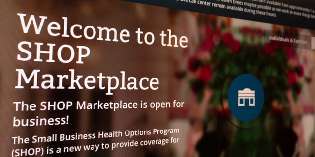Nov. 27, 2013: This file photo of part of the HealthCare.gov website page featuring information about the SHOP Marketplace is photographed in Washington.