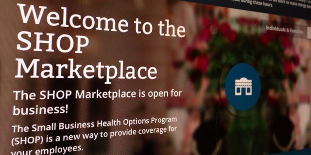 Nov. 27, 2013: This file photo of part of the HealthCare.gov website page featuring information about the SHOP Marketplace is photographed in Washington.