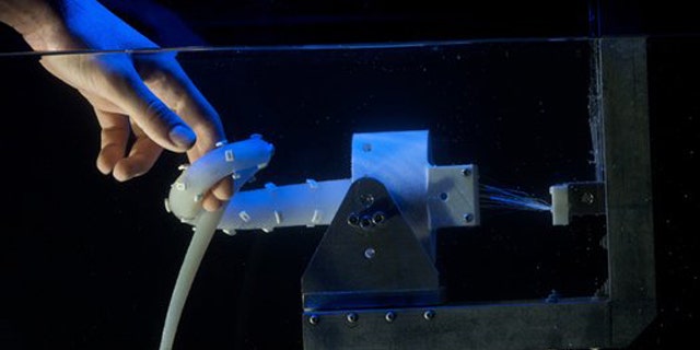 The robotic prototype is approximately 17 inches long and modeled after a real octopus that inhabits the Mediterranean.