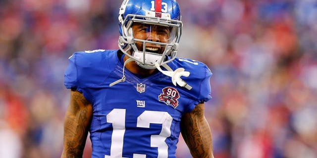 EAST RUTHERFORD, NJ - NOVEMBER 16: (NEW YORK DAILIES OUT) Odell Beckham #13 of the New York Giants in action against the San Francisco 49ers on November 16, 2014 at MetLife Stadium in East Rutherford, New Jersey. The 49ers defeated the Giants 16-10. (Photo by Jim McIsaac/Getty Images)