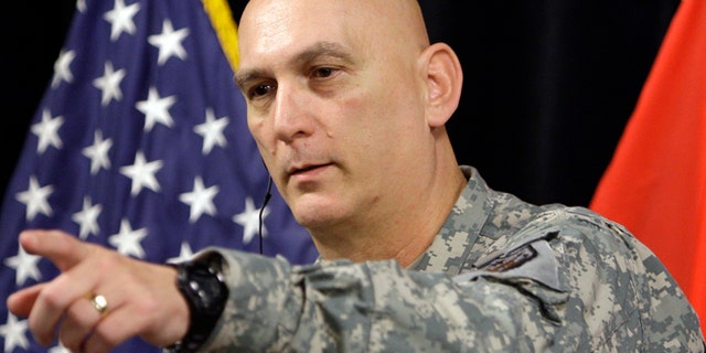 In this Jan. 1, 2010 file photo, Gen. Ray Odierno is shown at a news conference at Camp Victory in Baghdad.