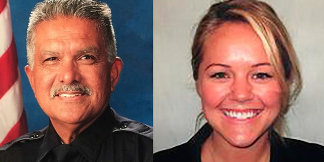 These photo released by the Palm Springs Police Department show slain officer Jose "Gil" Gilbert Vega and Lesley Zerebny, 27, who were killed in the line of duty Saturday, Oct. 8, 2016. (Palm Springs Police Department via AP)