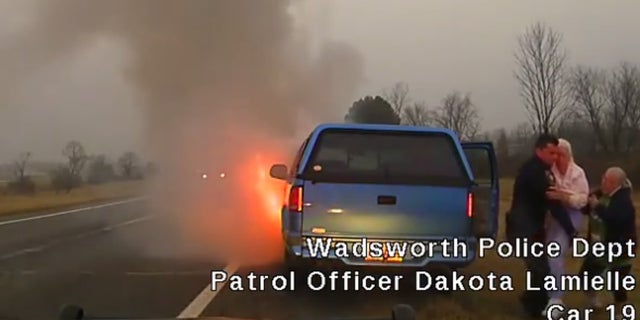 Officer Cody Lamielle conducting the rescue.