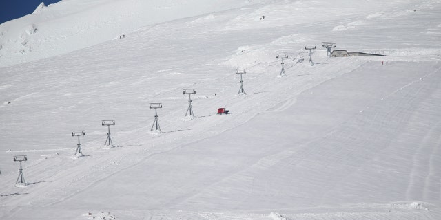 Rescuers ascend Mount Hood in a snow tractor. Teams on the mountain were attempting to reach stranded climbers on the Hogsback.