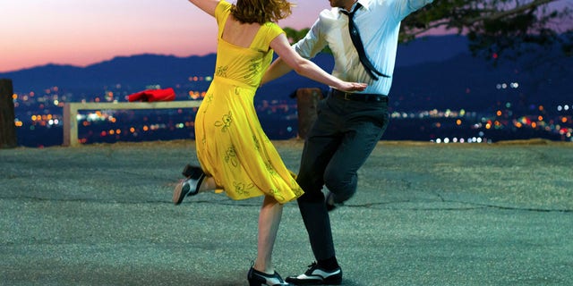 This image released by Lionsgate shows Ryan Gosling, right, and Emma Stone in a scene from, "La La Land." The film was nominated for an Oscar for best picture on Tuesday, Jan. 24, 2017.  The 89th Academy Awards will take place on Feb. 26.  (Dale Robinette/Lionsgate via AP)