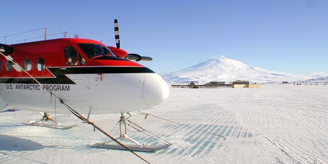 A U.S. Antarctic Program Twin Otter on the sea ice of McMurdo Sound.