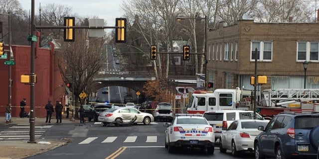 The scene of the crash in Philadelphia.