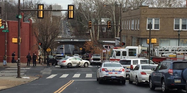 The scene of the crash in Philadelphia.