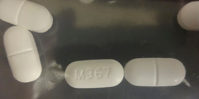 Seized counterfeit hydrocodone tablets in investigation of rash of fentanyl overdoses in northern California in 2016. In two weeks, the area saw 42 overdoses, 10 of them fatal.