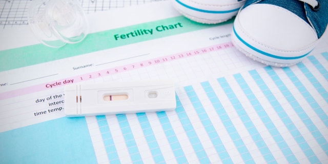 Pregnancy test on fertility chart