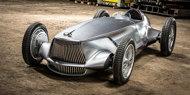 The INFINITI Prototype 9 is a celebration of Nissan Motor and INFINITIâs ingenuity, artistry and craftsmanship. It represents a reimagining of a 1940s race car with time-honored production techniques employed to realize its retro design.