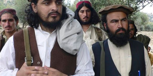 Taliban chief Hakimullah Mehsud with Taliban fighters in 2009.