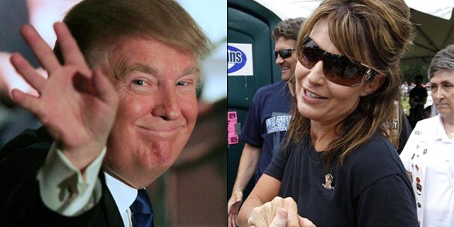 Shown here are Donald Trump, left, and former Alaska Gov. Sarah Palin.