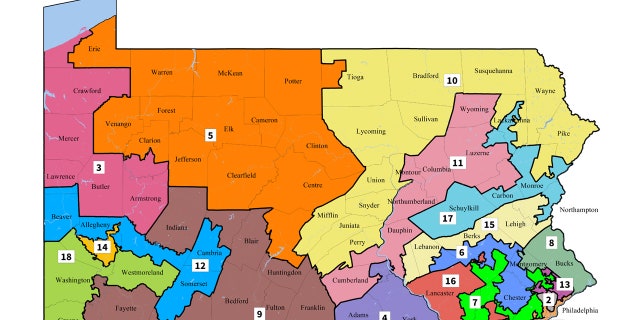 Pennsylvania's current congressional map, drawn in 2011.