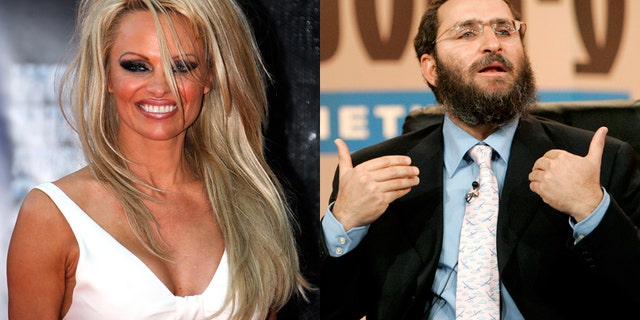 Pamela Anderson (left) and Rabbi Shmuley Boteach.