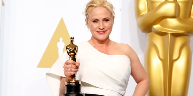 Feb 22, 2015. Patricia Arquette, best supporting actress winner for her role in "Boyhood" poses with her award during the 87th Academy Awards.