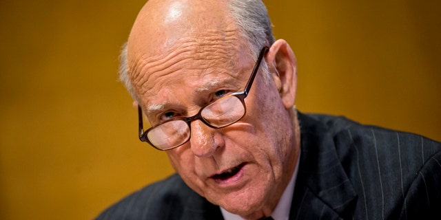 FILE: Senate Finance Committee member Sen. Pat Roberts, R-Kansas questions Health and Human Services Secretary Kathleen Sebelius on Capitol Hill.